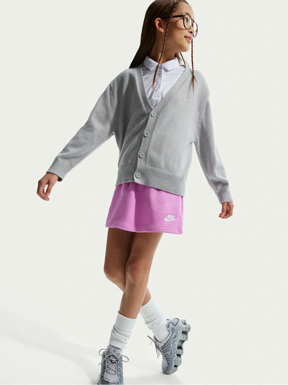 Nike Sportswear Club (Girls') French Terry Skirt Skort Pink “Magic Flamingo”